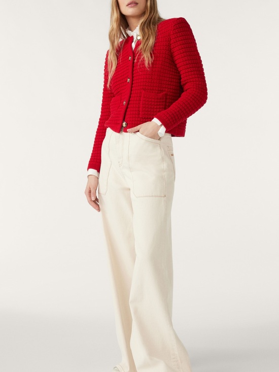 ba&sh Sweaters - ba&sh - Gaspard Red Textured Cardigan - NWOT - XS